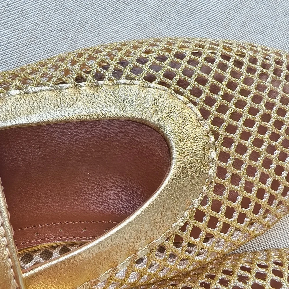 Alaia Metallic Gold Mesh Mary Jane Kids Shoes